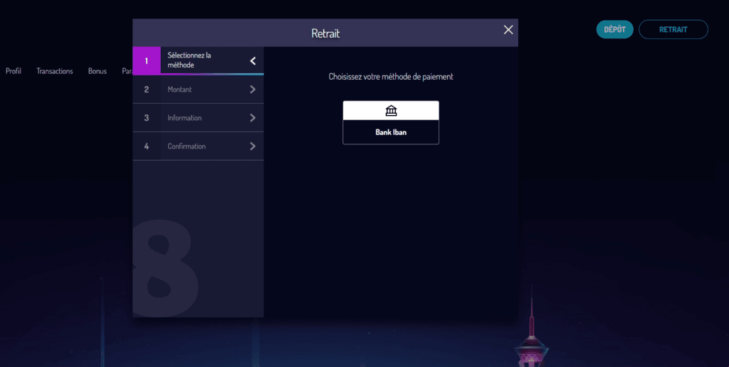 retrait casino lucky8